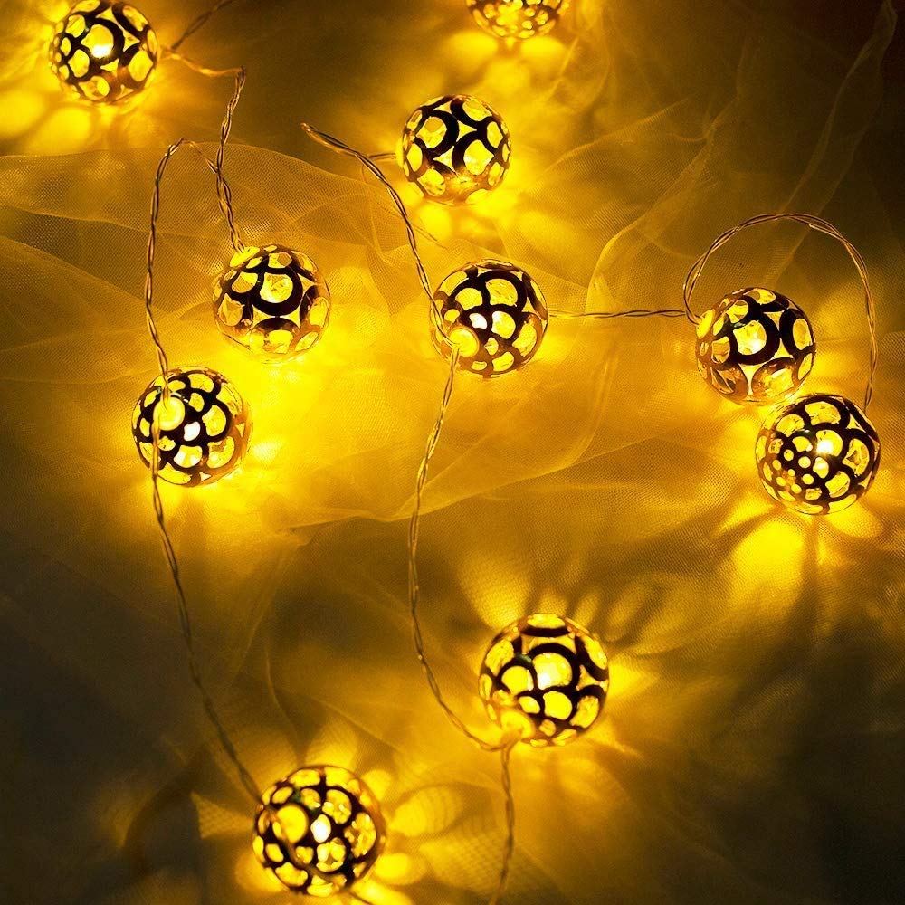 Metal Ball String Light (Warm White Bulbs) - Homely Arts