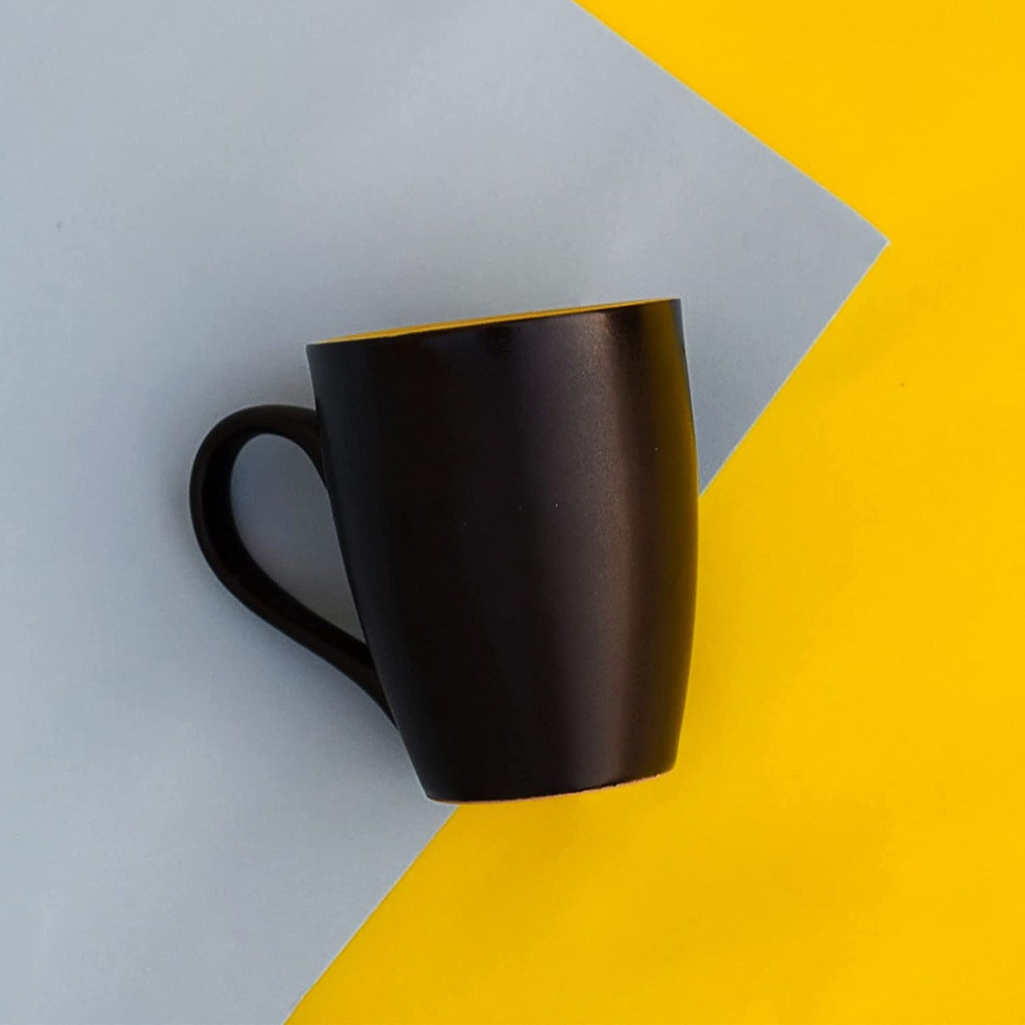 Black Coffee Mugs, 250 ML, Random Color Inside, Handmade Microwave Safe Ceramic Mugs (Set of 2 Mugs) - Homely Arts