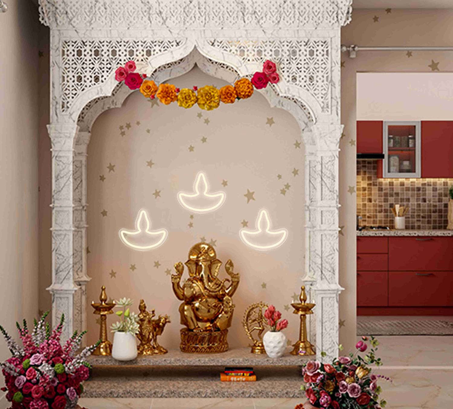Diya Neon Sign- Orange Color - Homely Arts