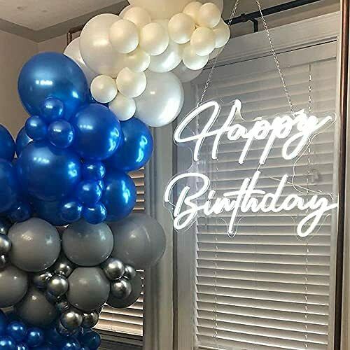 Large Neon Sign Happy Birthday LED Flex Transparent Acrylic 3D Personalized - Homely Arts