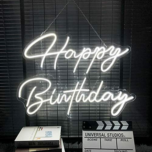Large Neon Sign Happy Birthday LED Flex Transparent Acrylic 3D Personalized - Homely Arts