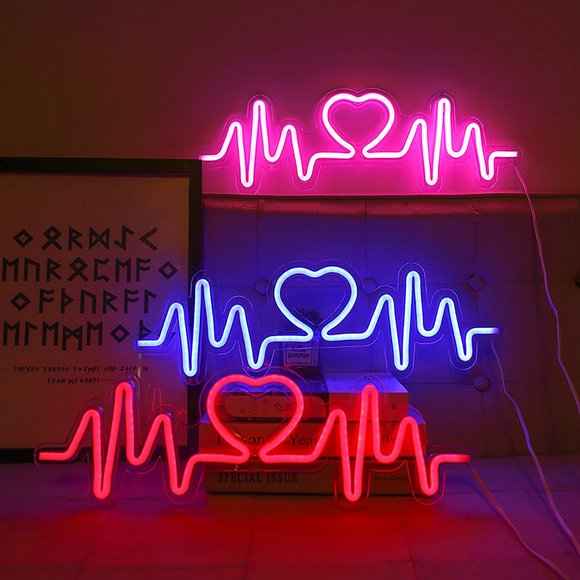 Neon Light Sign- Heartbeat - Homely Arts