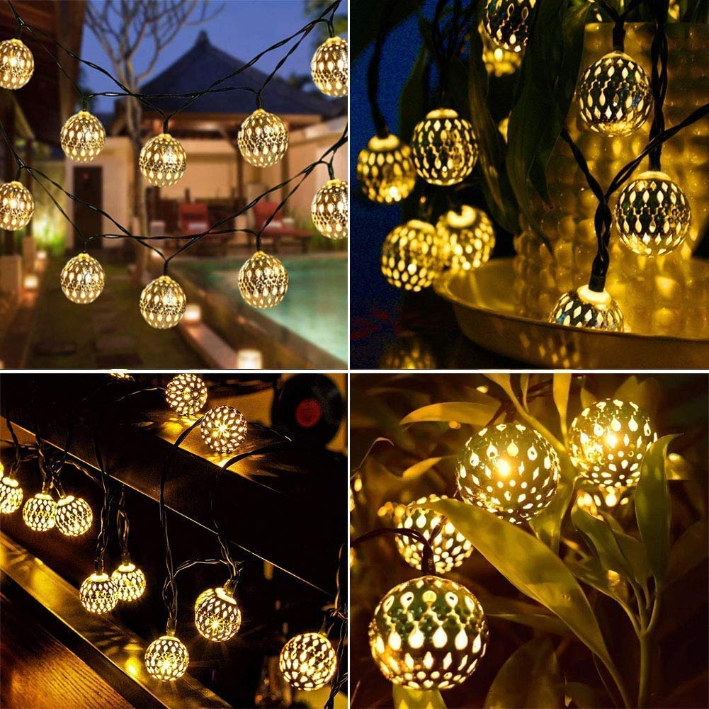 Moroccan Metal Ball LED Light (Warm White Bulbs) - Homely Arts