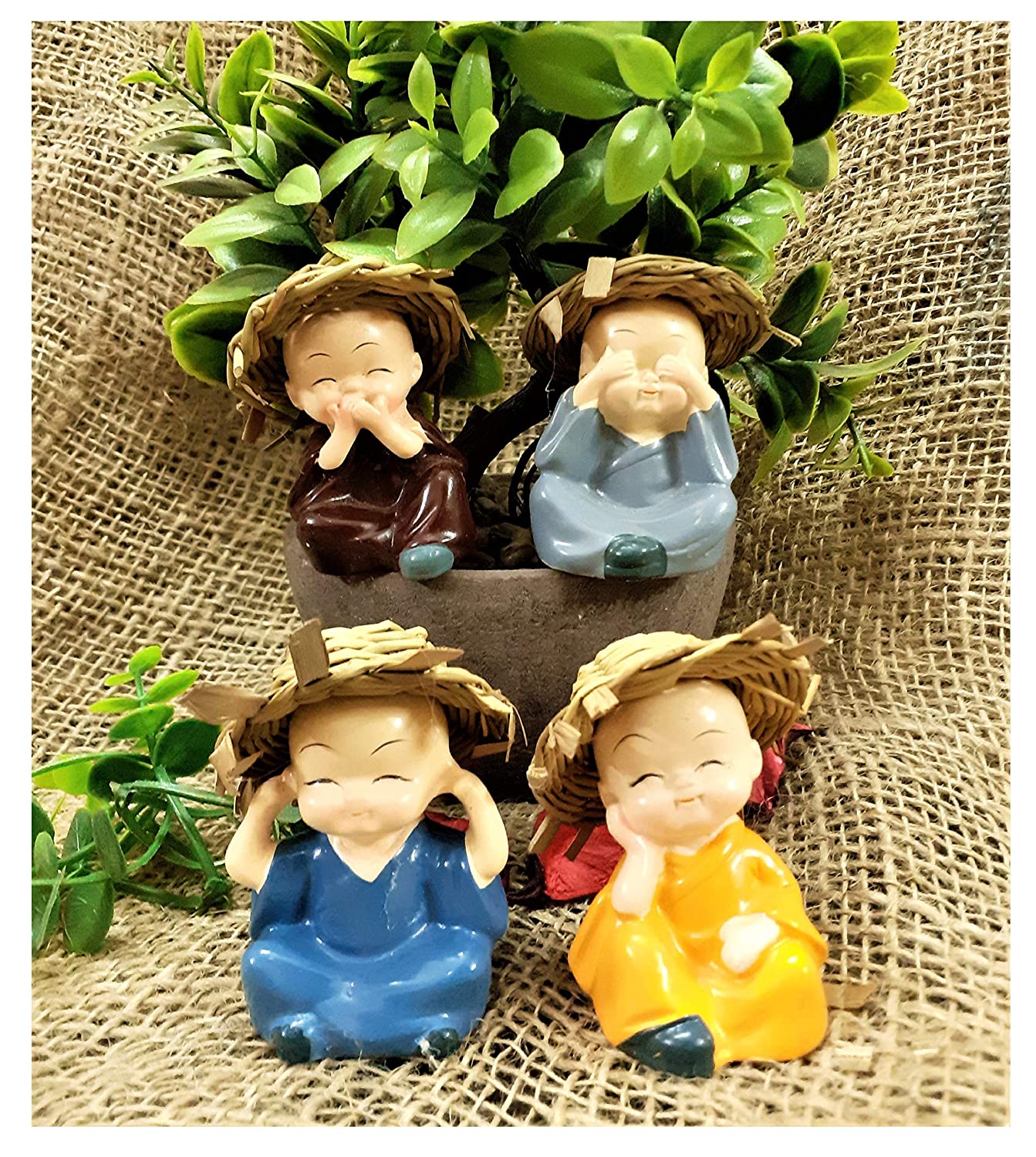 Monk with hat Set of 4 - Homely Arts