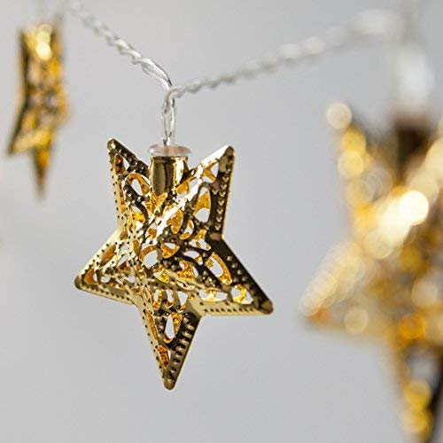 Metal Star Shaped LED Light (Warm White Bulbs) - Homely Arts