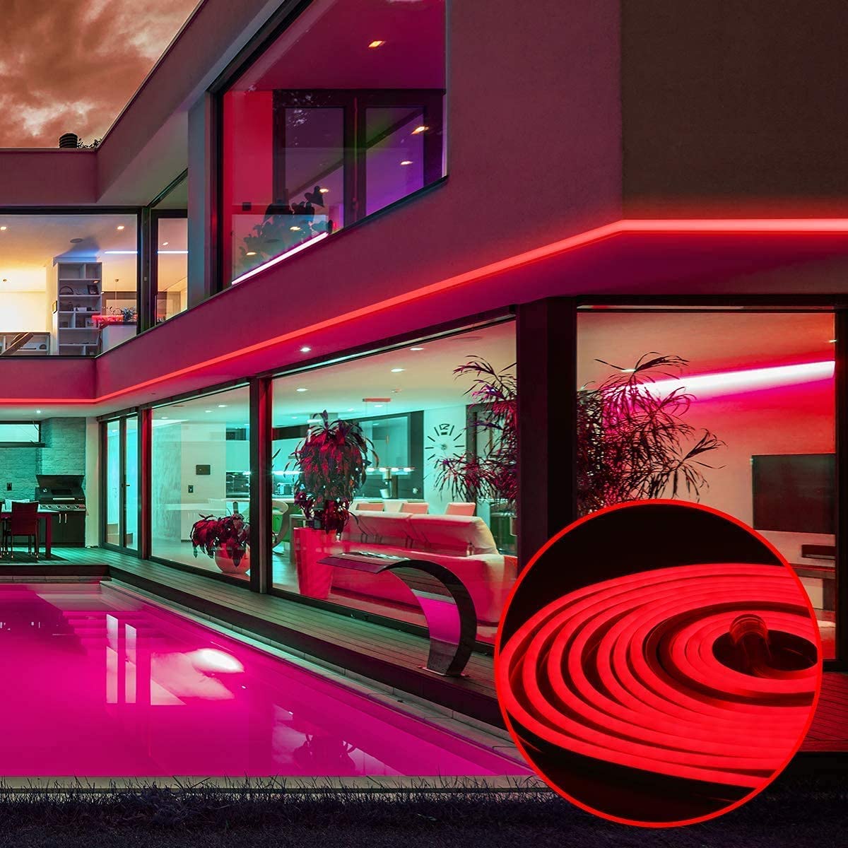 5 Meter Led Mini Neon Lights, Rope Lights, Super Bright for Outdoor Indoor Decoration (Red) - Homely Arts
