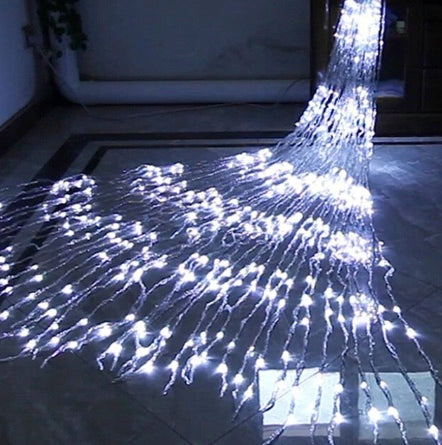 Waterfall Curtain String Lights - 180 White LEDs, 8 Modes, 10x10 Feet, 3 Mtr