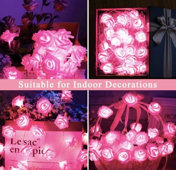 Rose Led Lights For Diwali Christmas Wedding , Christmas Tree Lights,Decorative Lights,Diwali Light(Plastic),4 meters- 10 Roses