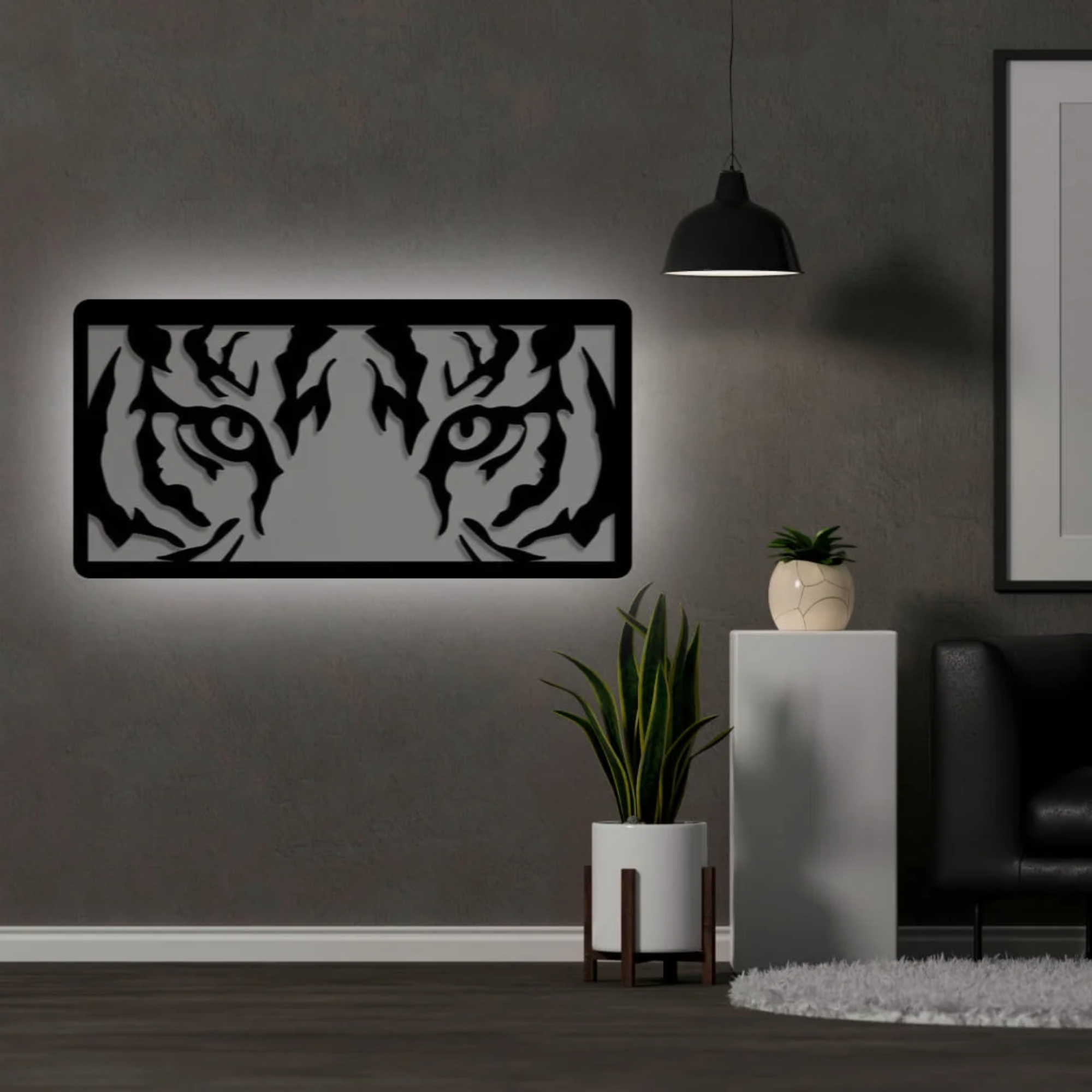 White Tiger Landscape Backlit Sign