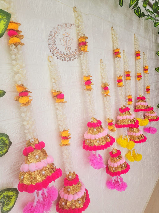 Mogra Pom Pom Hanging | Pack Of 3| Approx Size 30 Inch