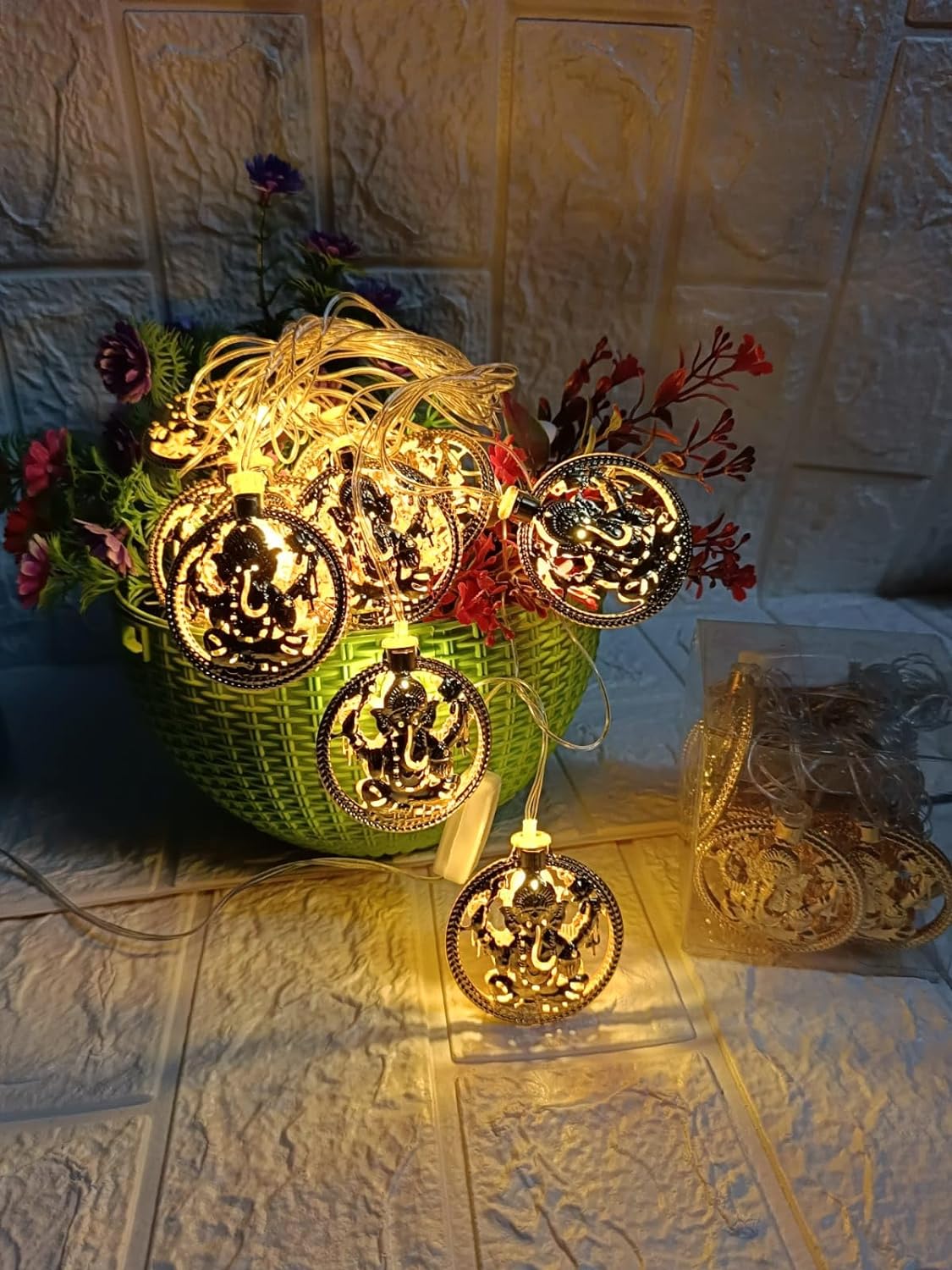 Ganesh ji Metal Light, Diwali puja Decoration Light, Diwali Gift Ganesh ji Metal Light