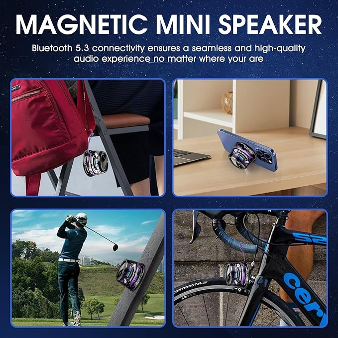 Magnetic Mini Bluetooth Speaker with RGB Lights & Phone Holder