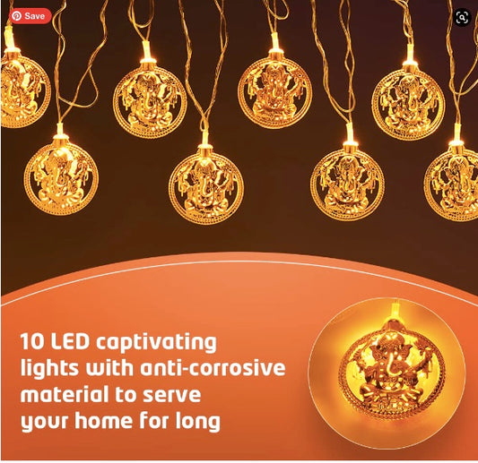 Ganesh ji Metal Light, Diwali puja Decoration Light, Diwali Gift Ganesh ji Metal Light