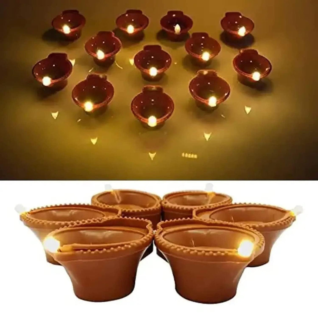 Water Sensor LED Brown Diyas Candle Eco-Friendly Diya, Battery Operated