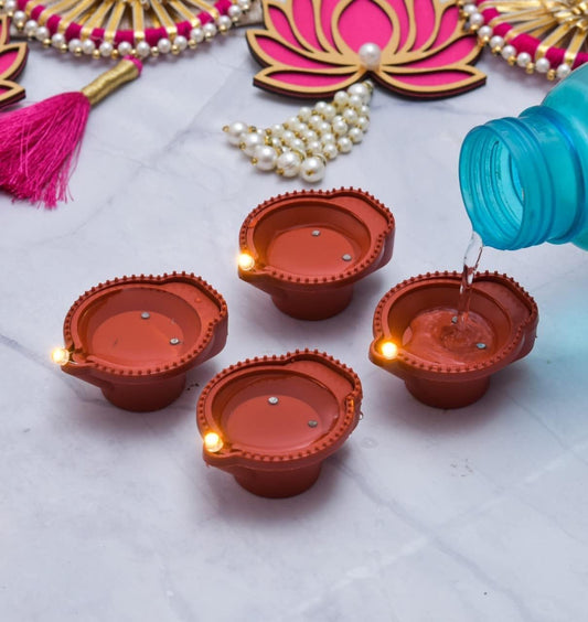 Water Sensor LED Brown Diyas Candle Eco-Friendly Diya, Battery Operated