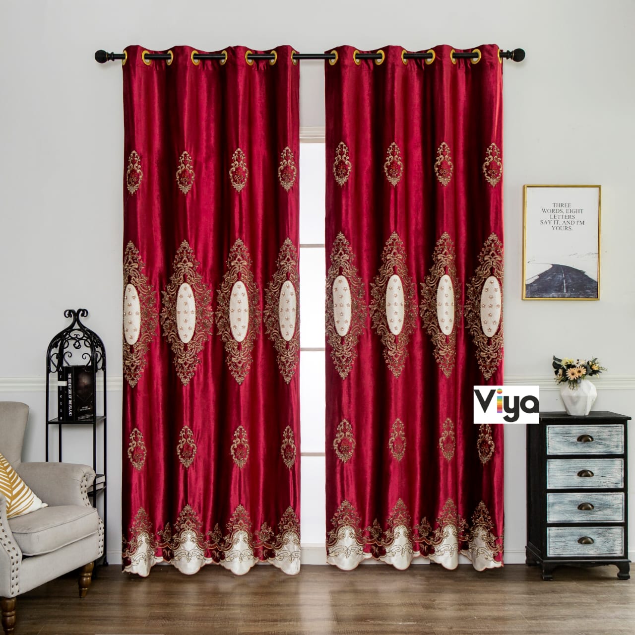 Premium Velvet Embroidery Curtains