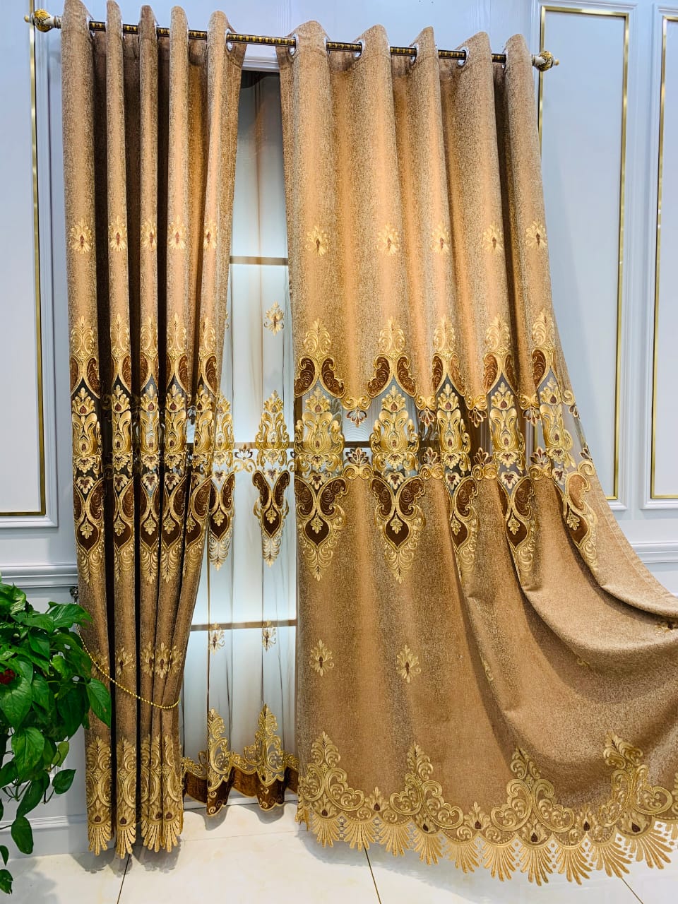 Premium Polyester Embroidery Curtains only Front curtains