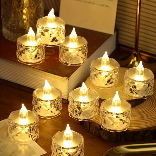 LED Crystal Flameless Candle Light – Decorative Tealight for Home & Festive Décor