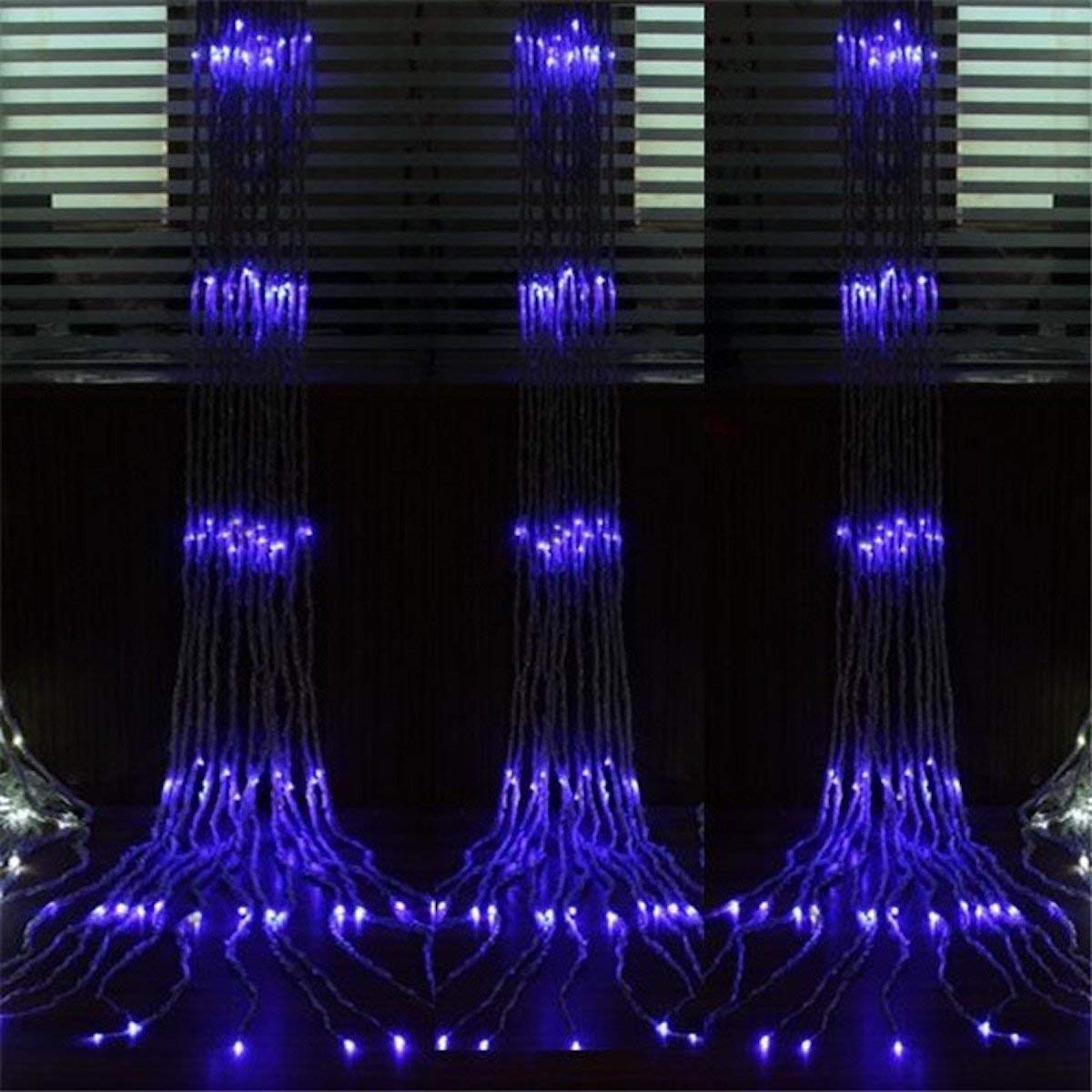 Blue Waterfall Curtain String Lights - 180 LEDs, 8 Modes, 10x10 Feet, 3 Mtr