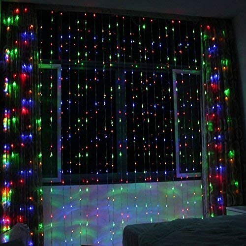 Multicolor Waterfall Curtain String Lights - 180 LEDs, 8 Modes, 10x10 Feet, 3 Mtr