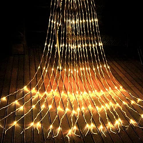 Waterfall Curtain String Lights - 180 Warm White LEDs, 8 Modes, 10x10 Feet, 3 Mtr