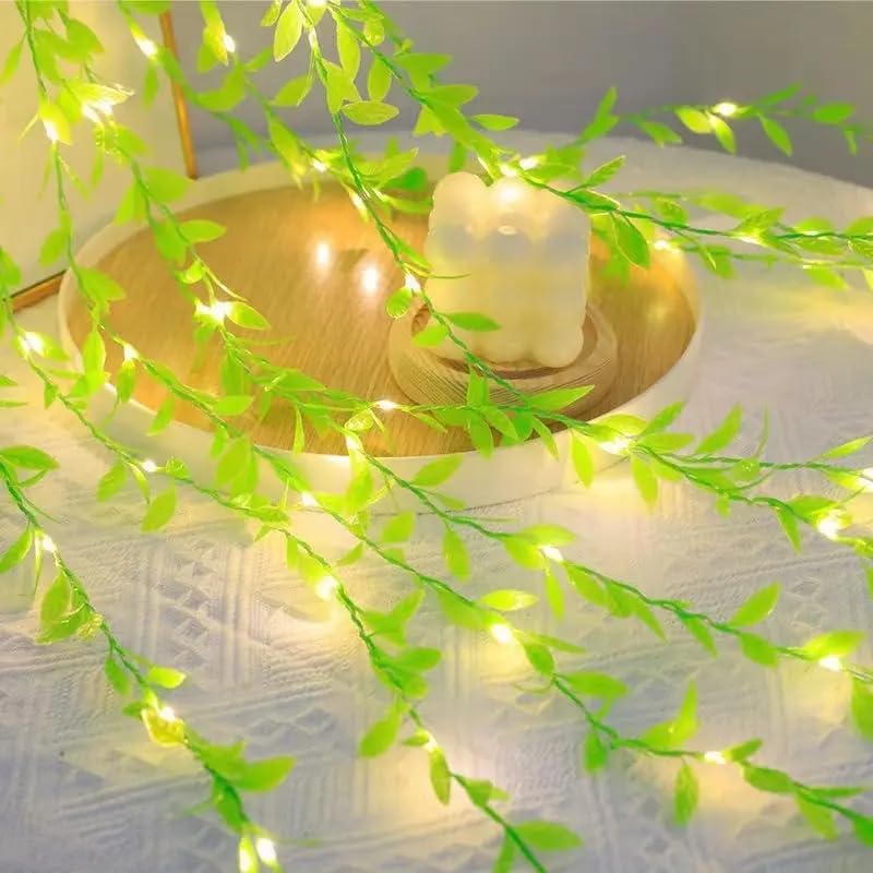 Artificial Vine Leaf Curtain LED String Light, 200 LEDs, 8 Modes Adjustable Brightness, AC Plug, 3x2m- Ideal for Bedroom,Garden,Birthday & Festive Decor(Warm White, 3x2 Meter)