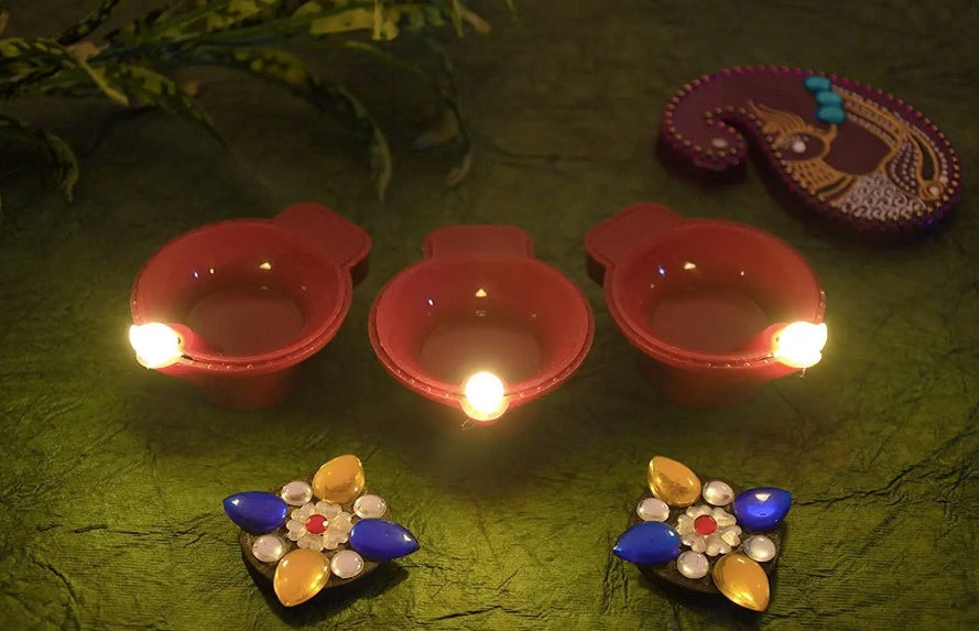 Diwali-Christmas Festival Decoration LED Diya Rice Light (Diya Count 18) - Homely Arts
