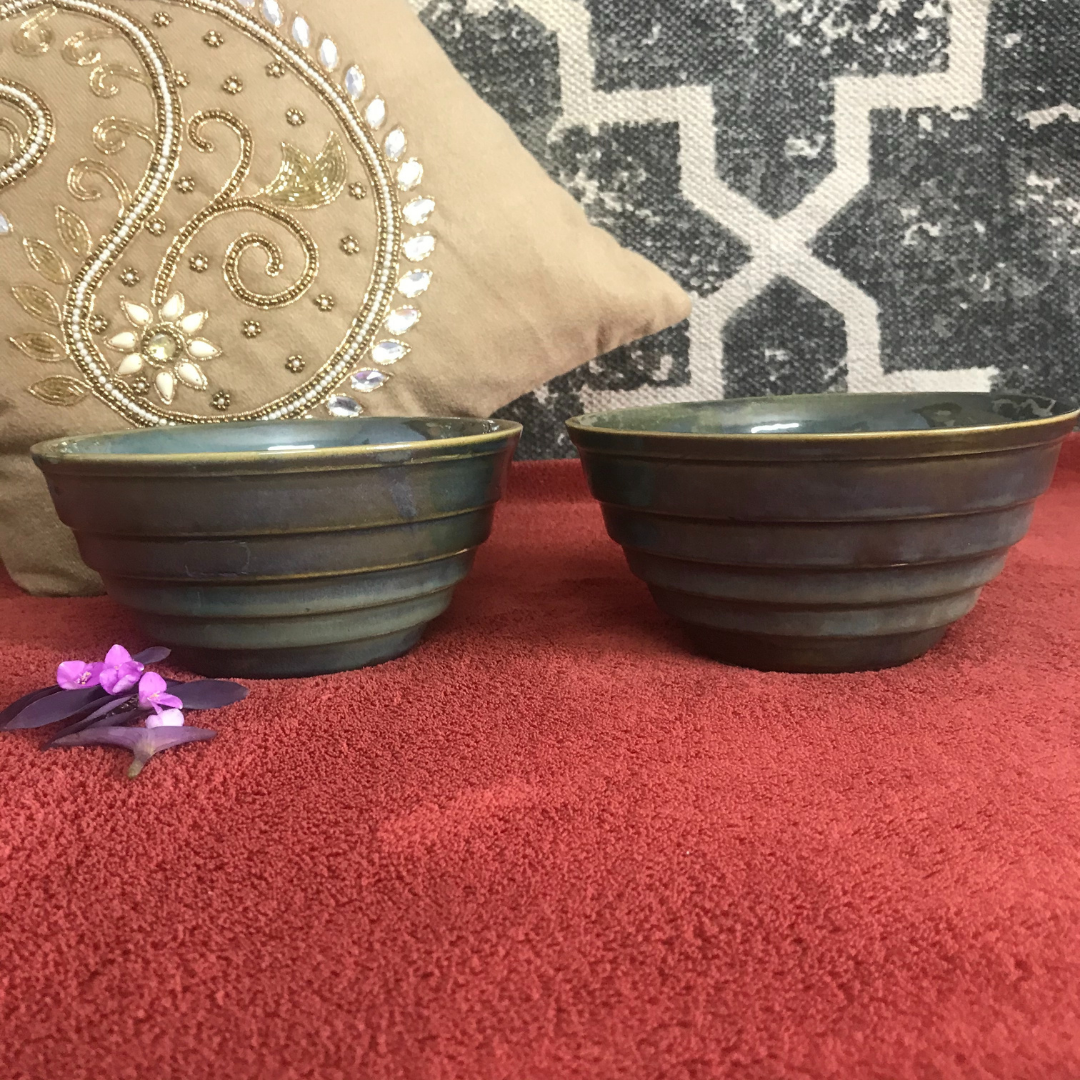 Beautiful Hand-Painted Ceramic Salad or Serving Bowls- Set of 2 - Homely Arts