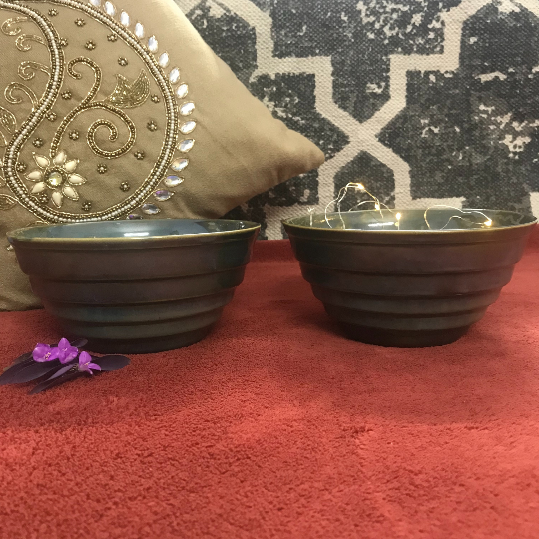 Beautiful Hand-Painted Ceramic Salad or Serving Bowls- Set of 2 - Homely Arts
