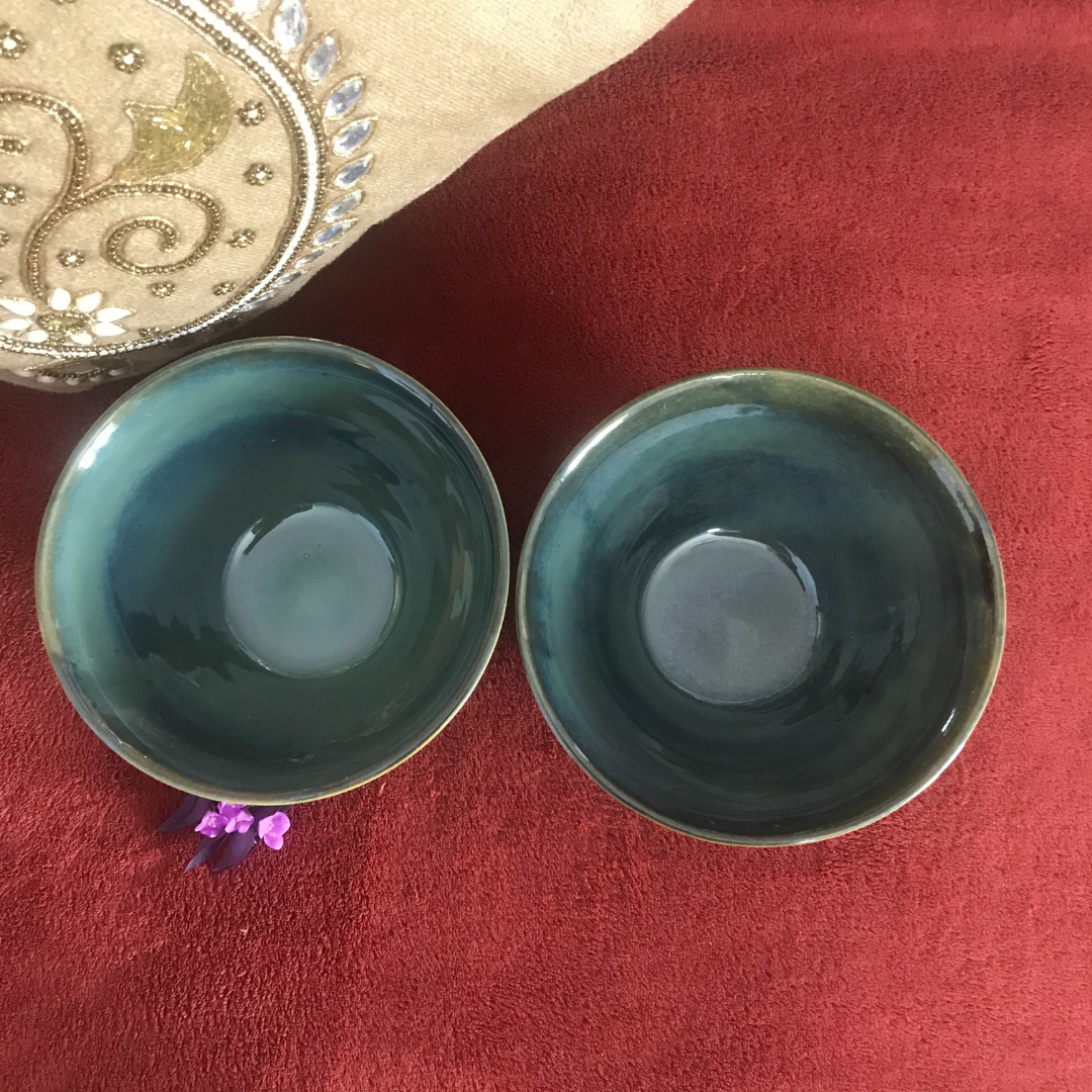 Beautiful Hand-Painted Ceramic Salad or Serving Bowls- Set of 2 - Homely Arts