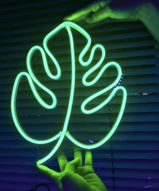 Monstera Plant Leaf Neon Sign | Custom Neon Sign | Neon Sign | Led Neon Sign | Bedroom Decoration | Neon Signs | Wall Decor | Home Decor - Homely Arts