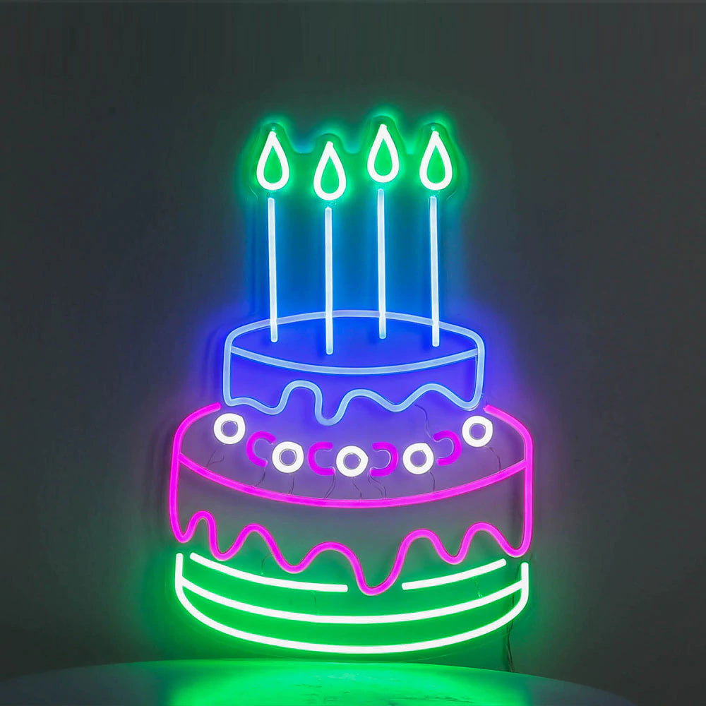 LED Neon Sign Colorful BIRTHDAY CAKE - Homely Arts