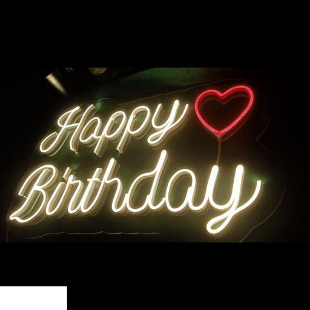 Neon Sign Happy Birthday (24*18)Inch (WARM WHITE) - Homely Arts