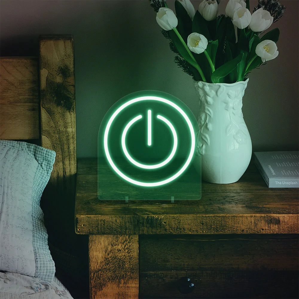 Power Button Mini Neon LED Sign - Homely Arts