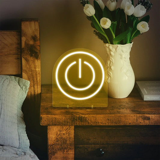 Power Button Mini Neon LED Sign - Homely Arts