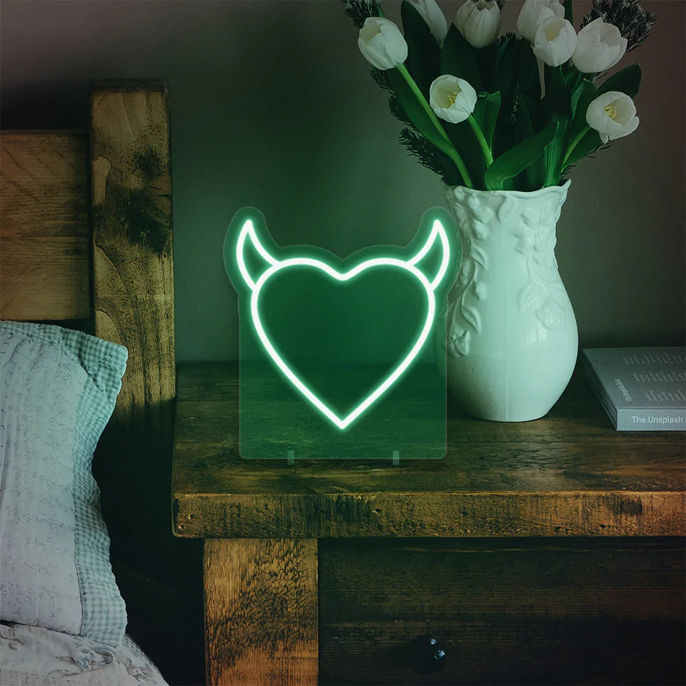 Heart With Horns Mini Neon LED Sign - Homely Arts