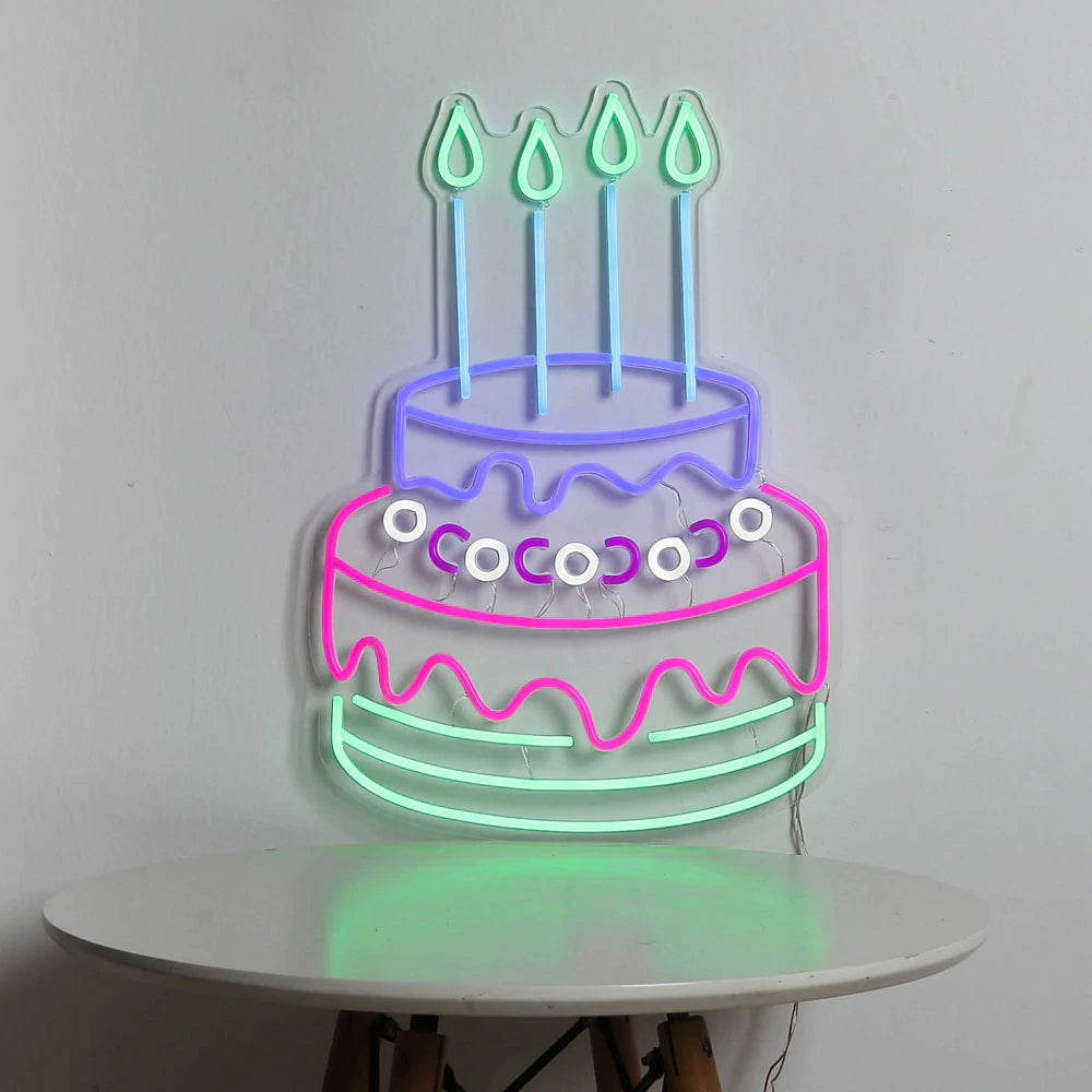 LED Neon Sign Colorful BIRTHDAY CAKE - Homely Arts