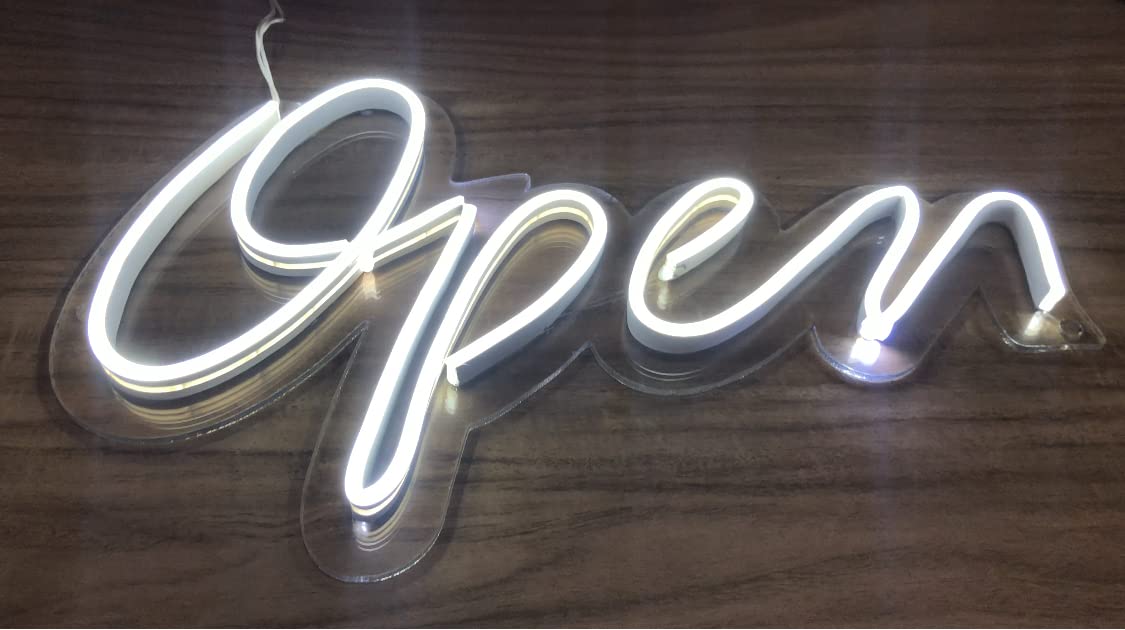 Homely Arts Open Led Neon Sign 15 x 9.5" - White - Homely Arts