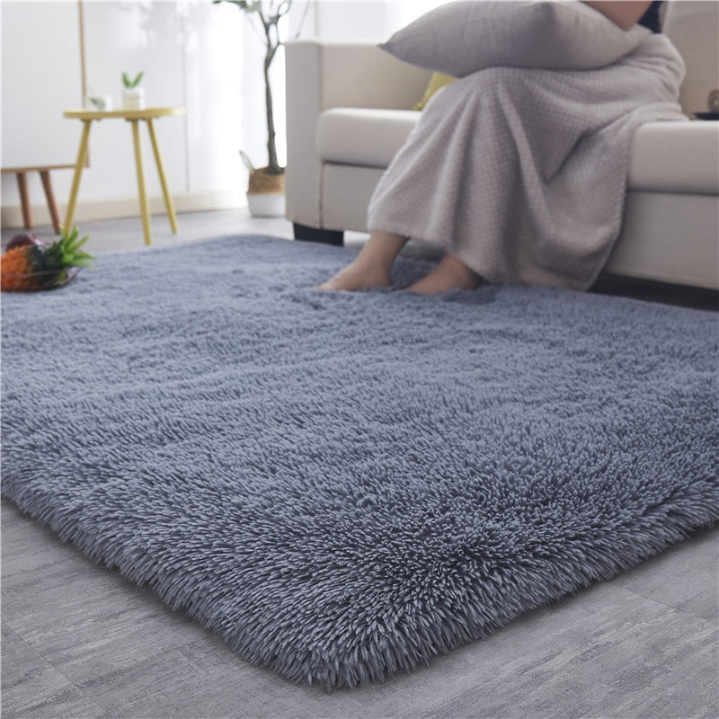 Silky Fluffy Carpet Modern Home Decor Long Plush Shaggy Rug Children's Play Mats - Homely Arts