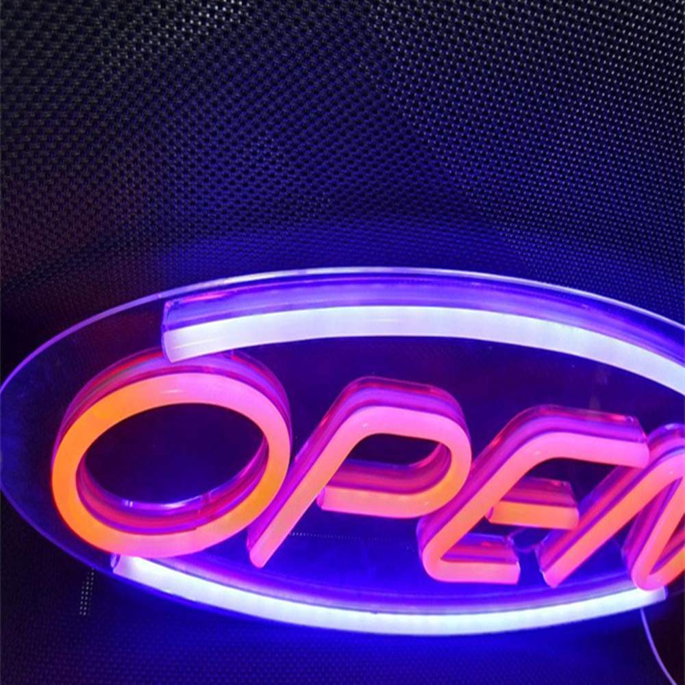 Open Shaped Advertisement Displays Signs LED Neon Light for Business, Stores (Multicolor, 17.7''x8.9'') - Homely Arts