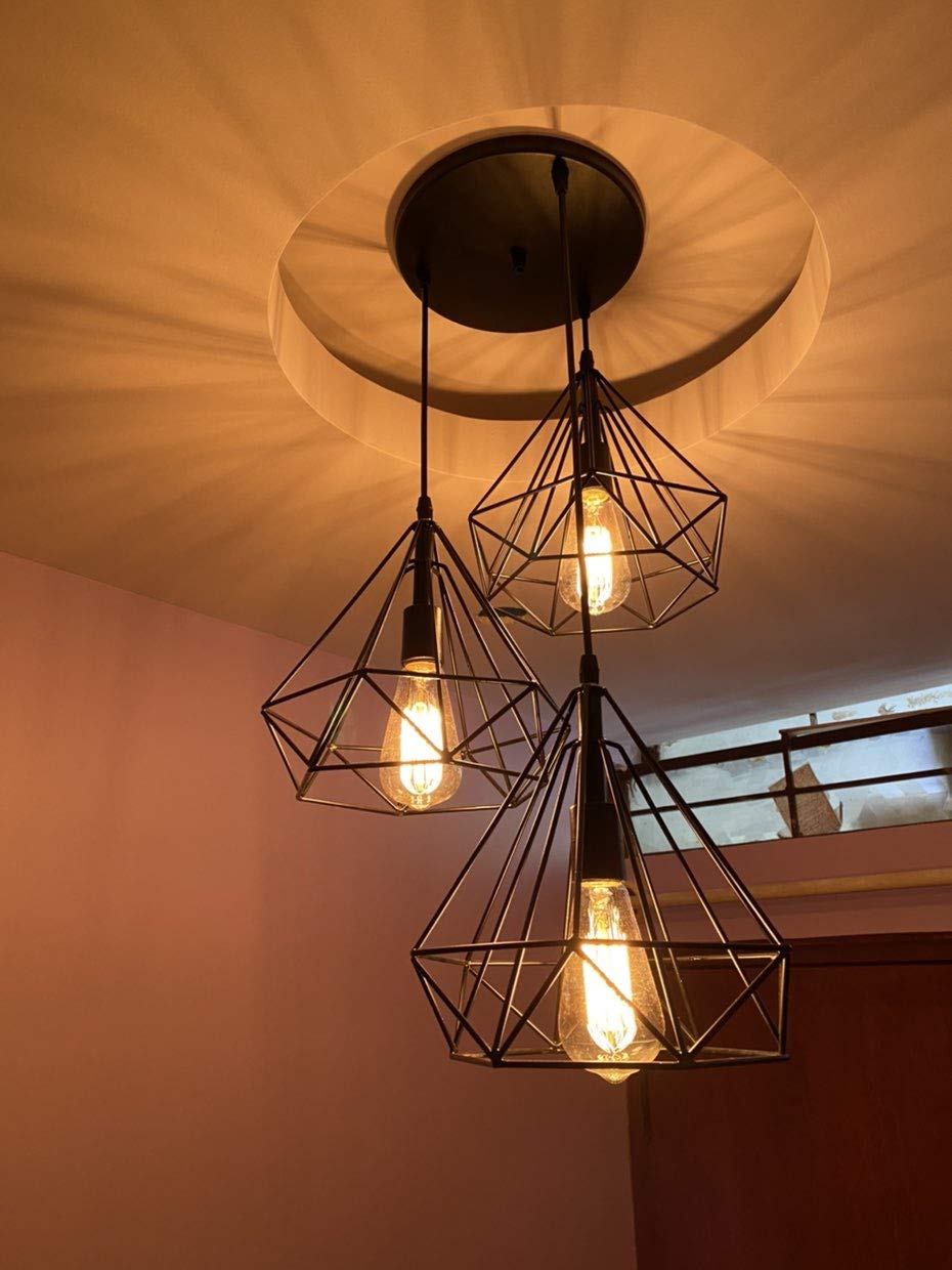 Diamond Cage Pendant Hanging Ceiling Light Lamp for Living Room , Bedroom , Kitchen , Dining Room Decor (with ST64 Bulb) - Homely Arts