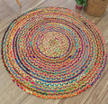 Roll over image to zoom in        Habere India-All the Cultures Fabricating India Hand Woven Handmade Jute Round Braided Centre Table Carpet (Multicolor, 4 x 4 ft) - Homely Arts