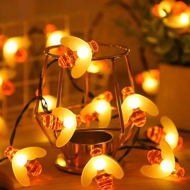 Honeybee String Lights,16 LED- 4 Meter Lights (Warm White) - Homely Arts