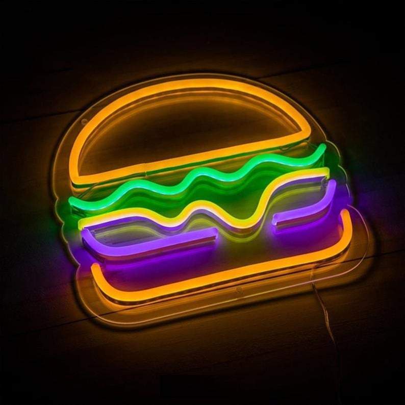BURGER LED NEON SIGN - Homely Arts