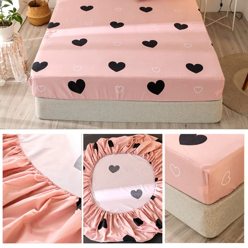 Bedding Linens King Size Heart-shaped Pattern Fitted Sheet Set For Double Bed - Homely Arts