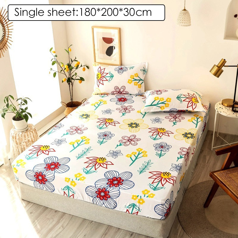 Fitted Bed Sheet Red Heart Printed - Homely Arts