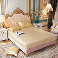 Bedsheet Satin Silk Fitted Sheet High-End Solid Color Mattress Cover Elastic Band Bed Sheet - Homely Arts
