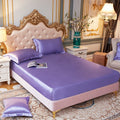 Bedsheet Satin Silk Fitted Sheet High-End Solid Color Mattress Cover Elastic Band Bed Sheet - Homely Arts