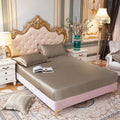 Bedsheet Satin Silk Fitted Sheet High-End Solid Color Mattress Cover Elastic Band Bed Sheet - Homely Arts