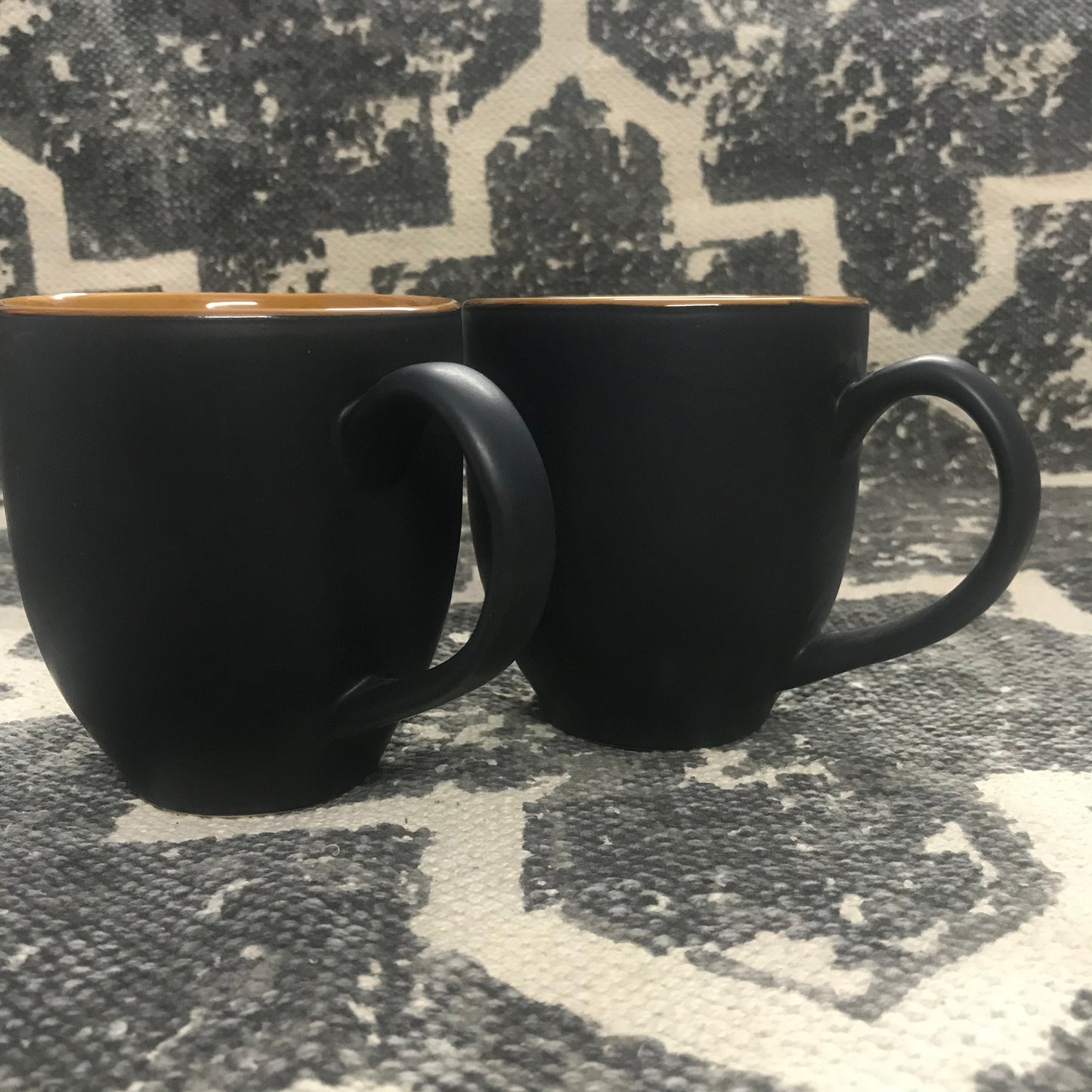 Black Coffee Mugs, 250 ML, Random Color Inside, Handmade Microwave Safe Ceramic Mugs (Set of 2 Mugs) - Homely Arts